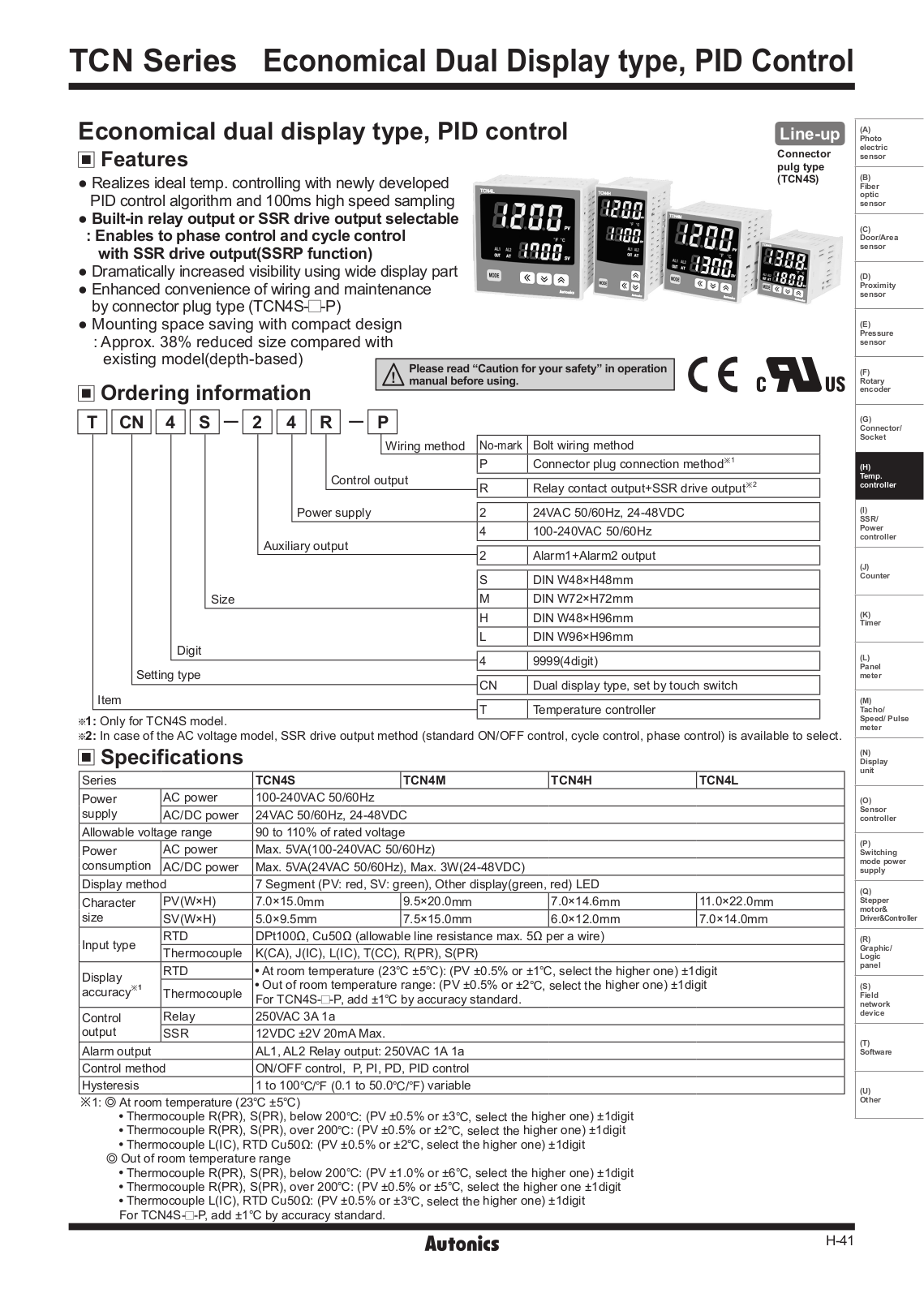 Autonics TCN Specifications