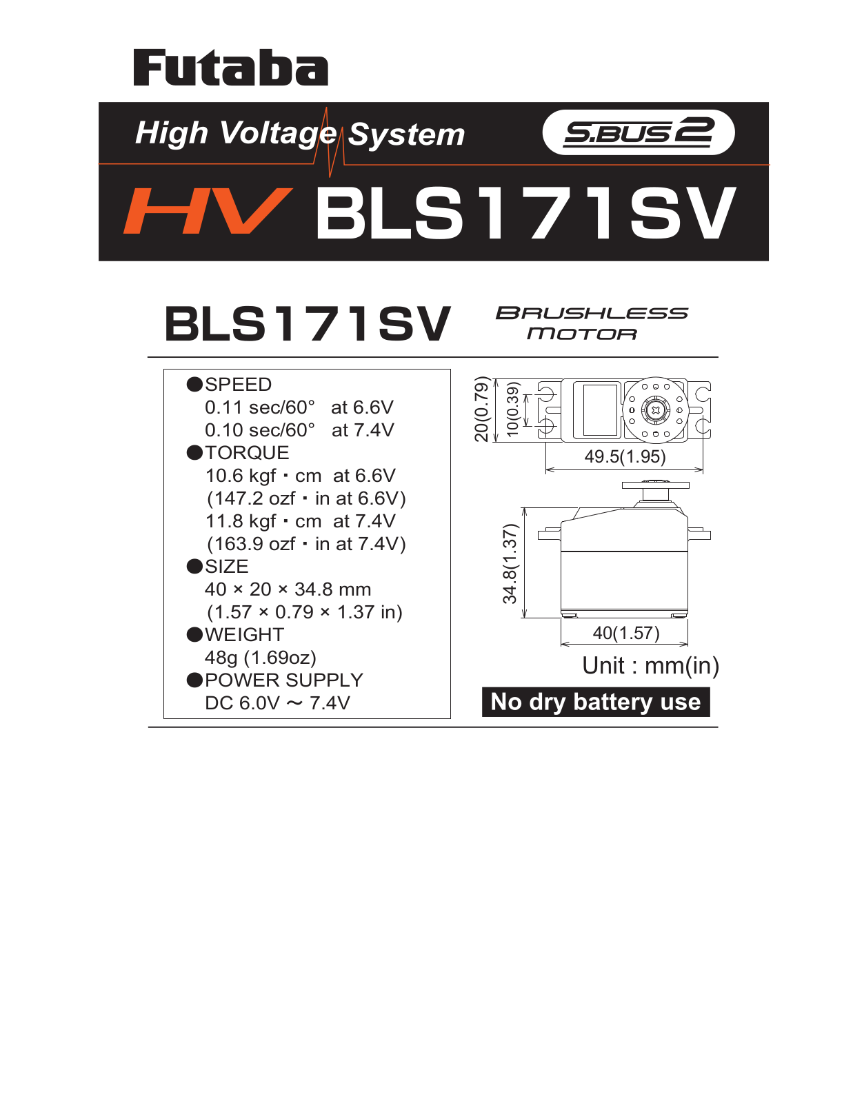 FUTABA BLS171SV User Manual