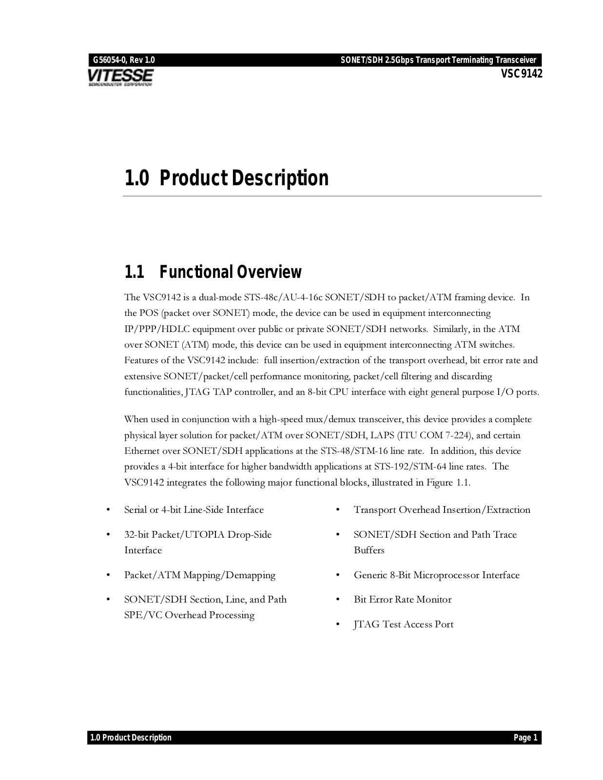 VITESSE VSC9142 Datasheet