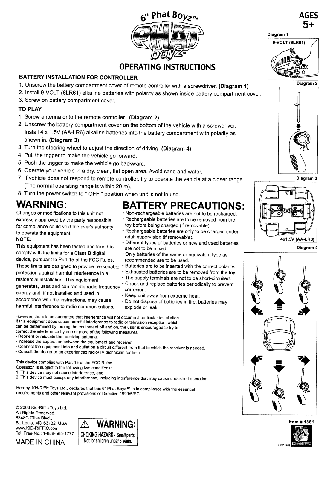 Kid Riffic Toys 1861 T49 User Manual