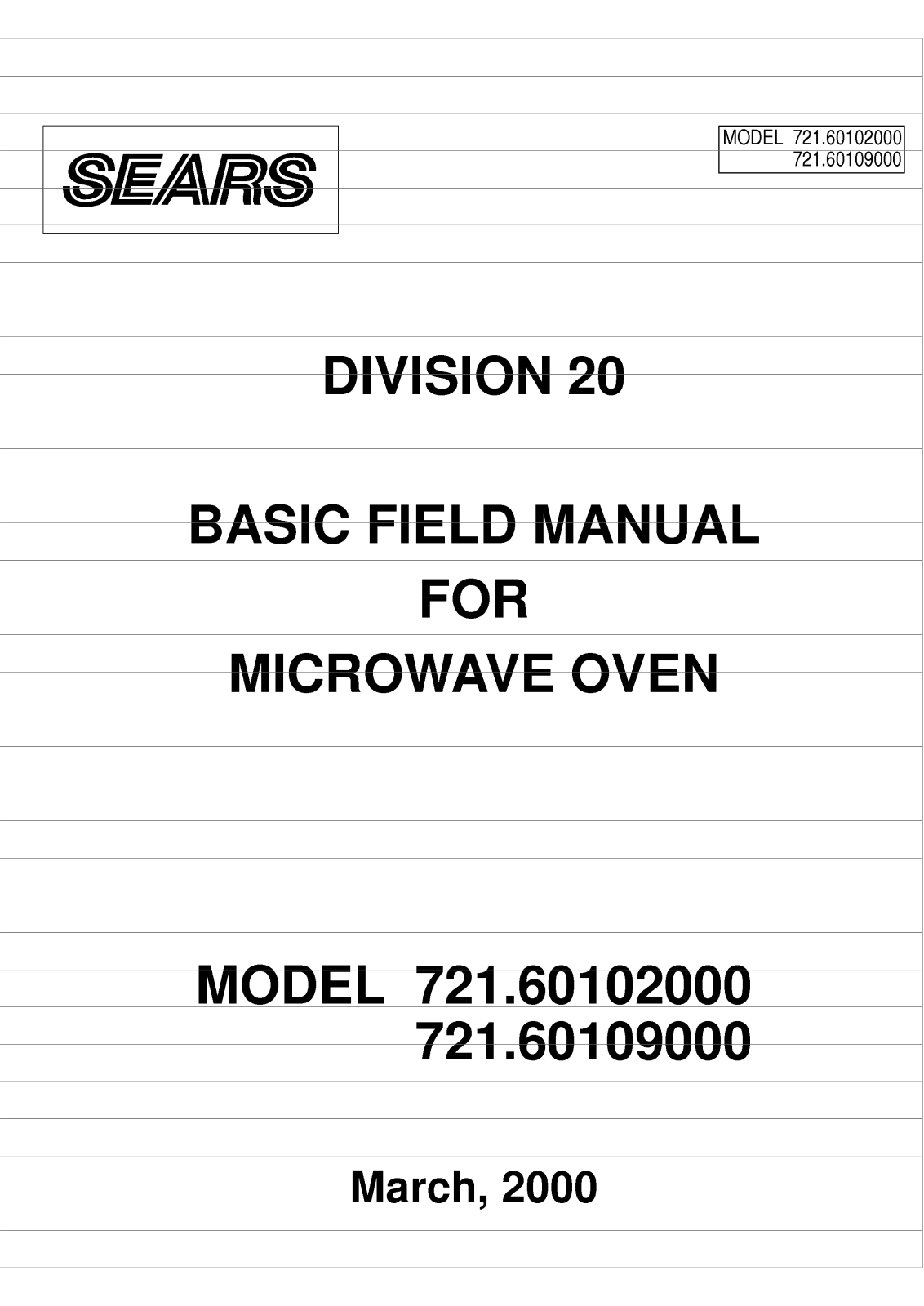 Kenmore 60109 Service Manual