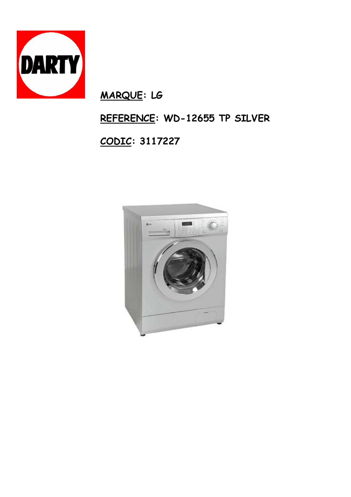 LG WD12655TP User Manual