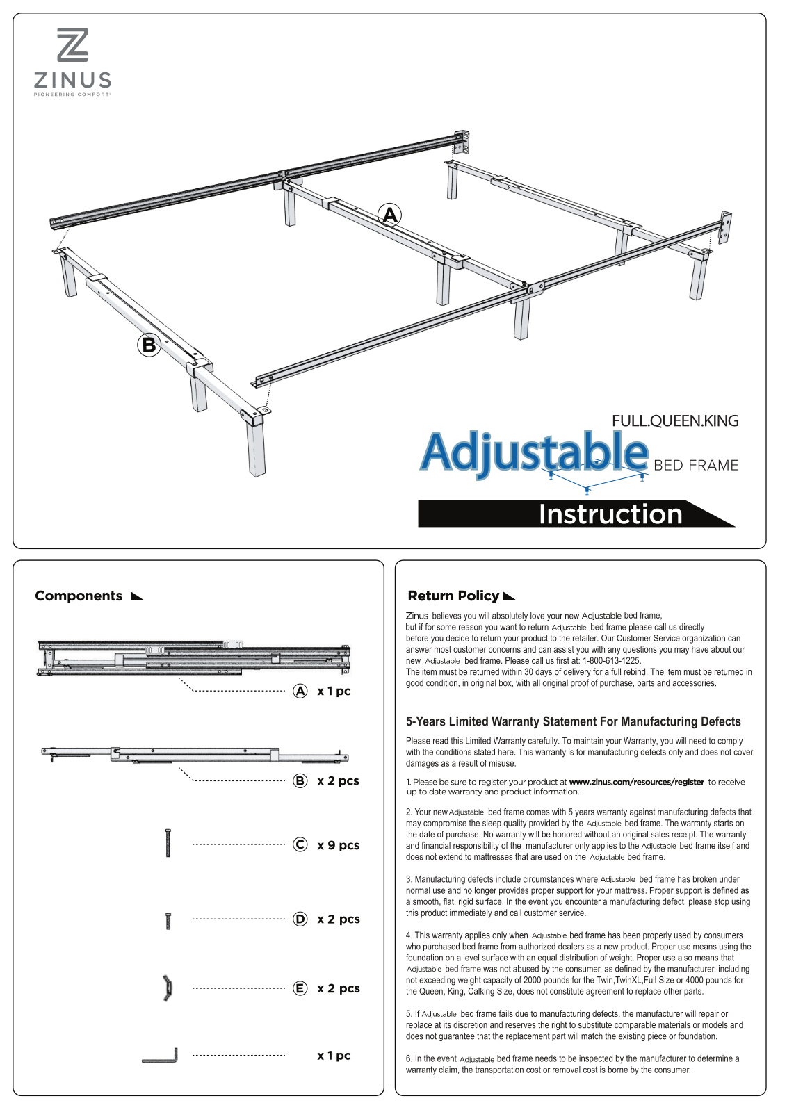Zinus Bed Frame Instruction Manual - ManualMachine.com