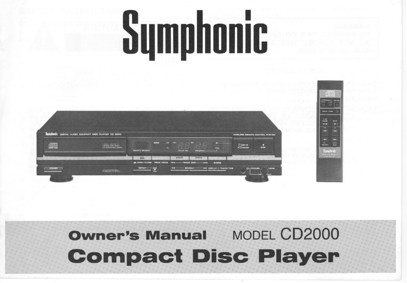 Symphonic CD2000 User Manual