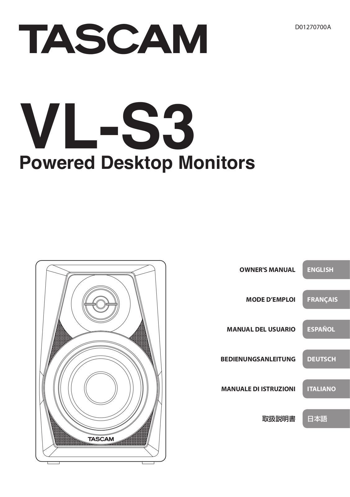 Tascam VL-S3 User Manual