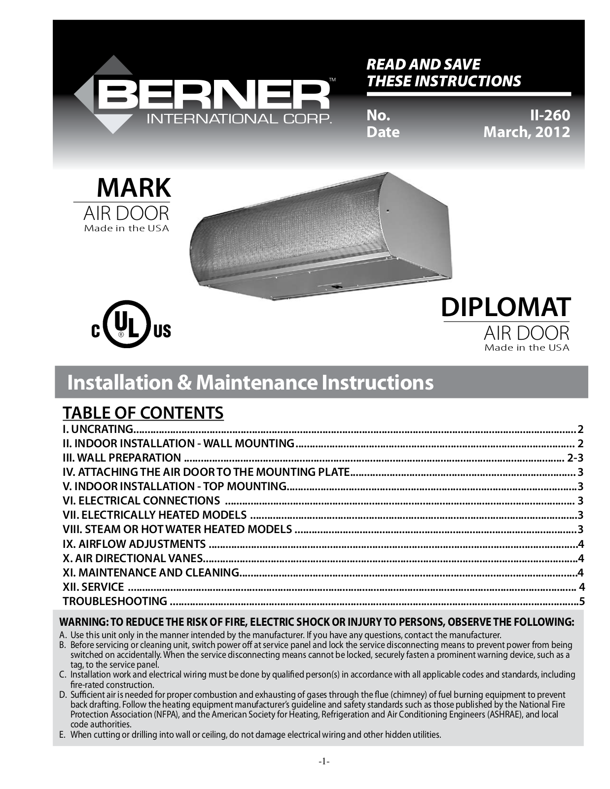 Berner DP21042 Installation  Manual