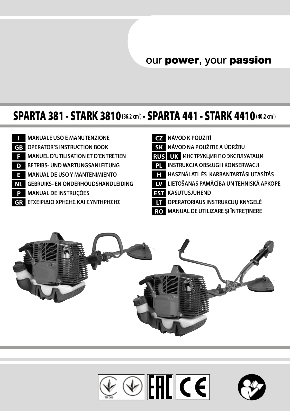 Efco SPARTA 381, STARK 3810, SPARTA 441, STARK 4410 User guide