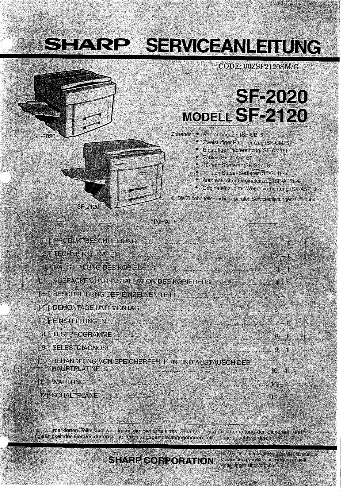 SHARP sf2120smd Service Manual