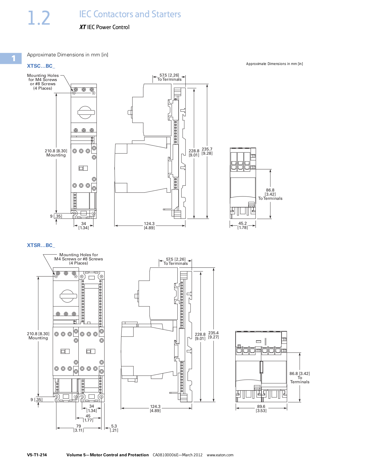 Cutler Hammer, Div of Eaton Corp XTSC Dimensional Sheet