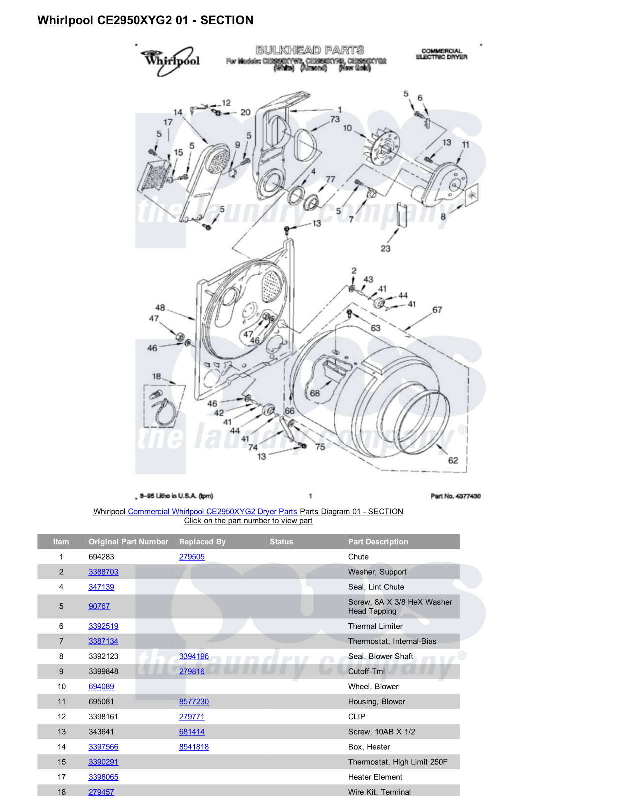 Whirlpool CE2950XYG2 Parts Diagram