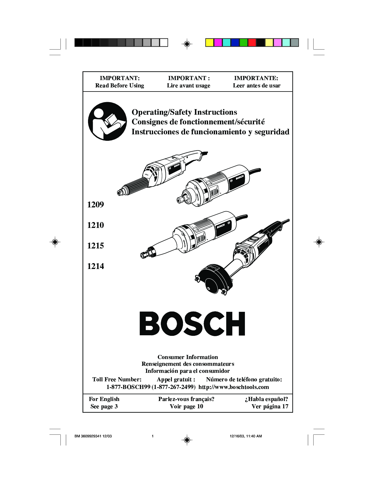 Bosch 1214 1209 1215 1210 User Manual