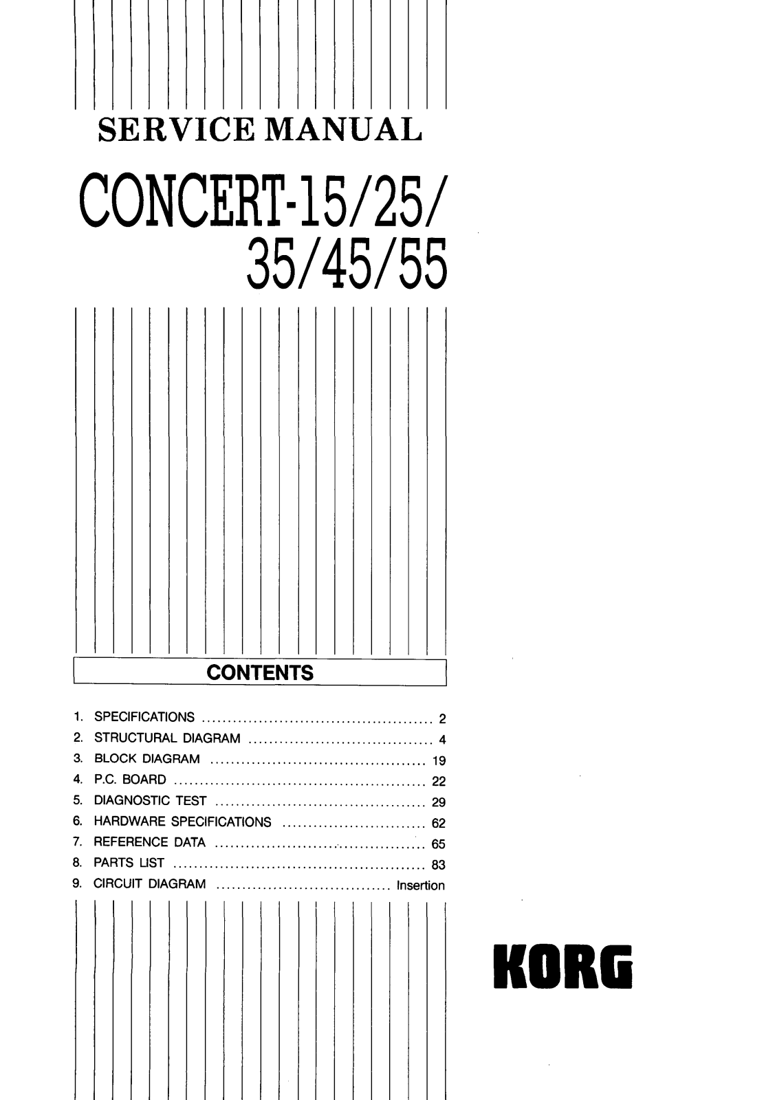 Korg Concert-55, Concert-45, Concert-35, Concert-25, Concert-15 Service Manual