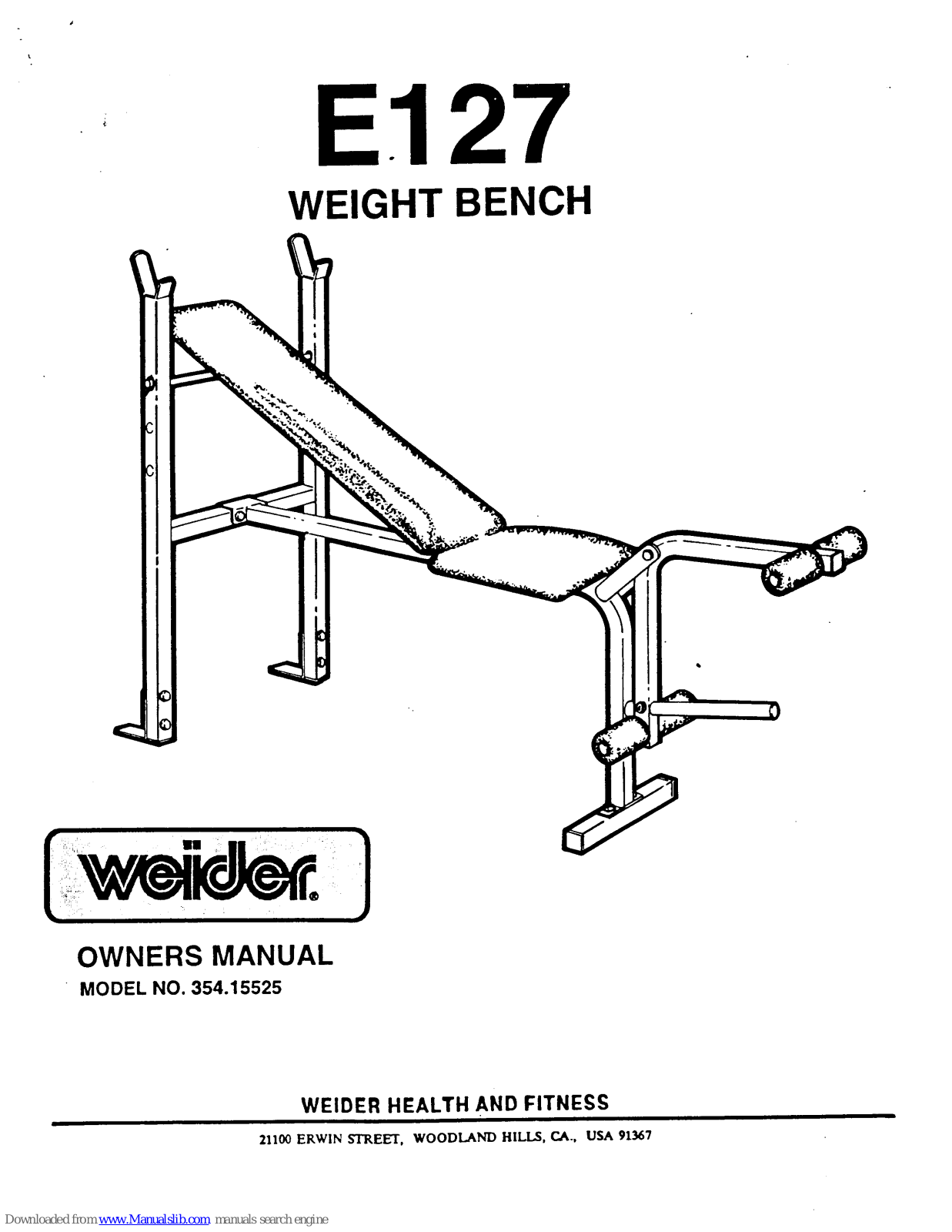 Weider E127, 354.15525 User Manual