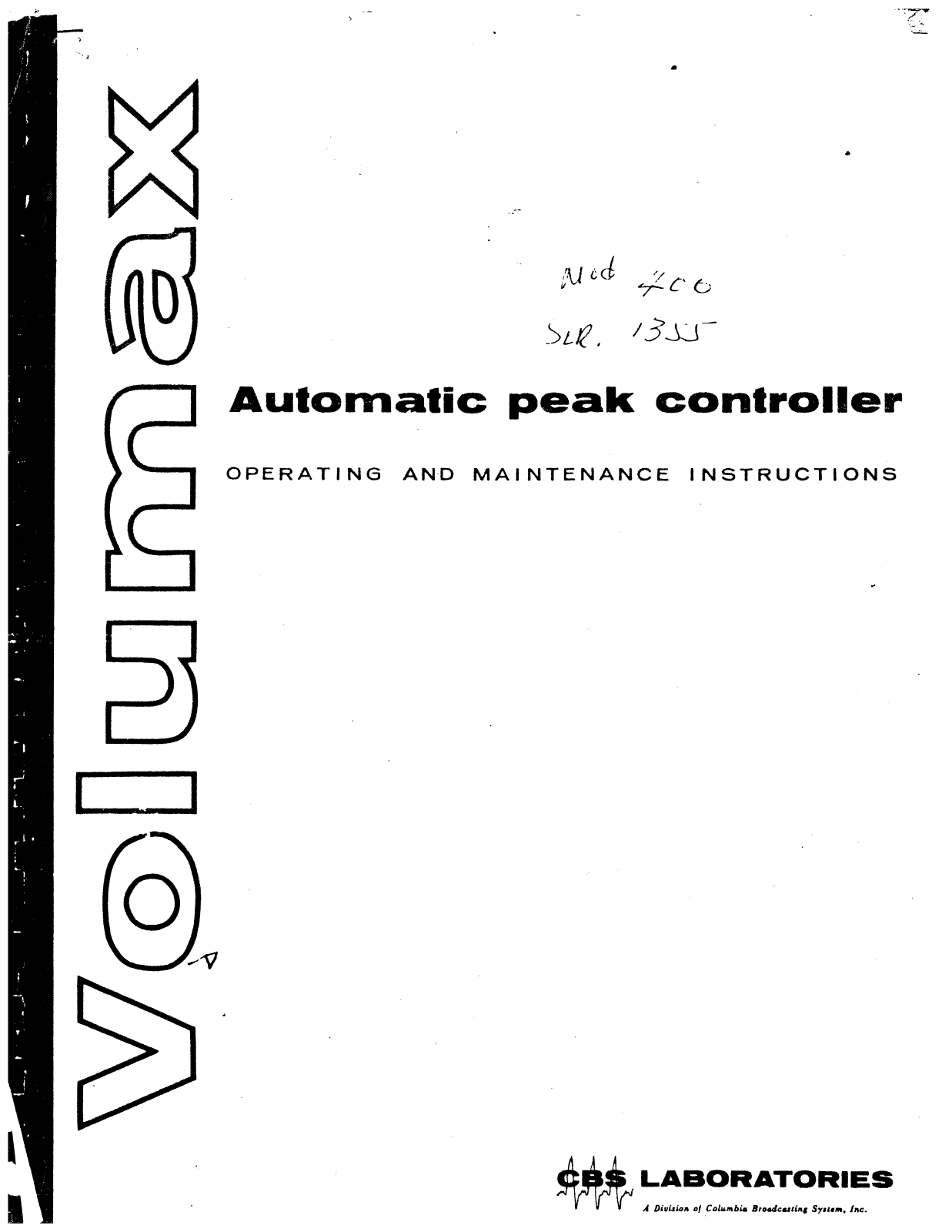 CBS Laboratories Volumax Service manual