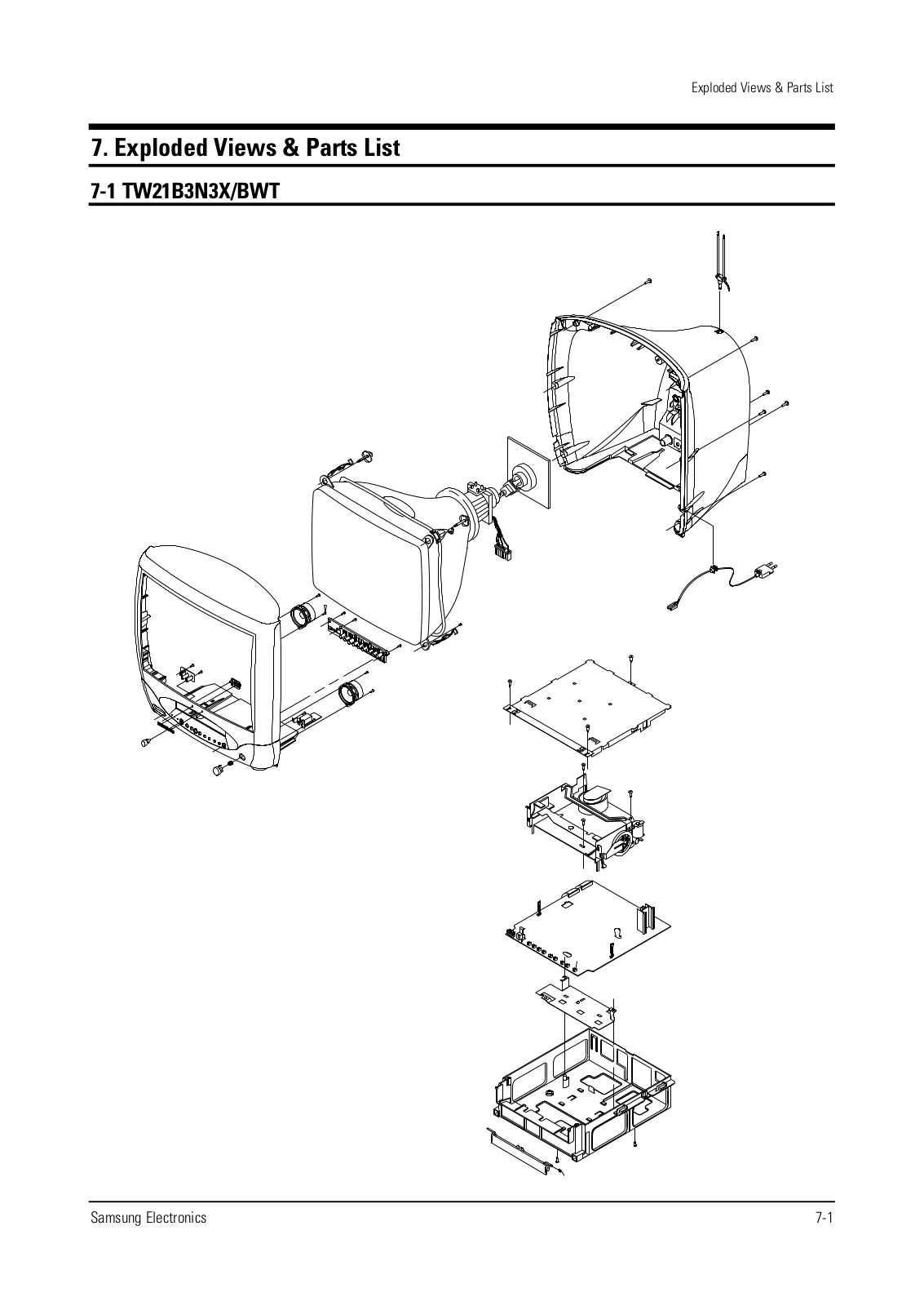 Samsung TW21B3N3X, TW21B3N3X-BWT Expoioded View and Parts List