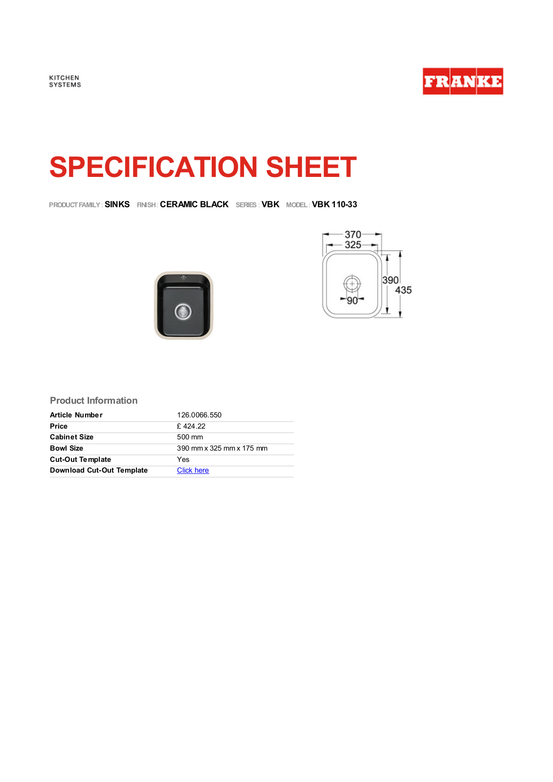 Franke Foodservice VBK 110-33 User Manual