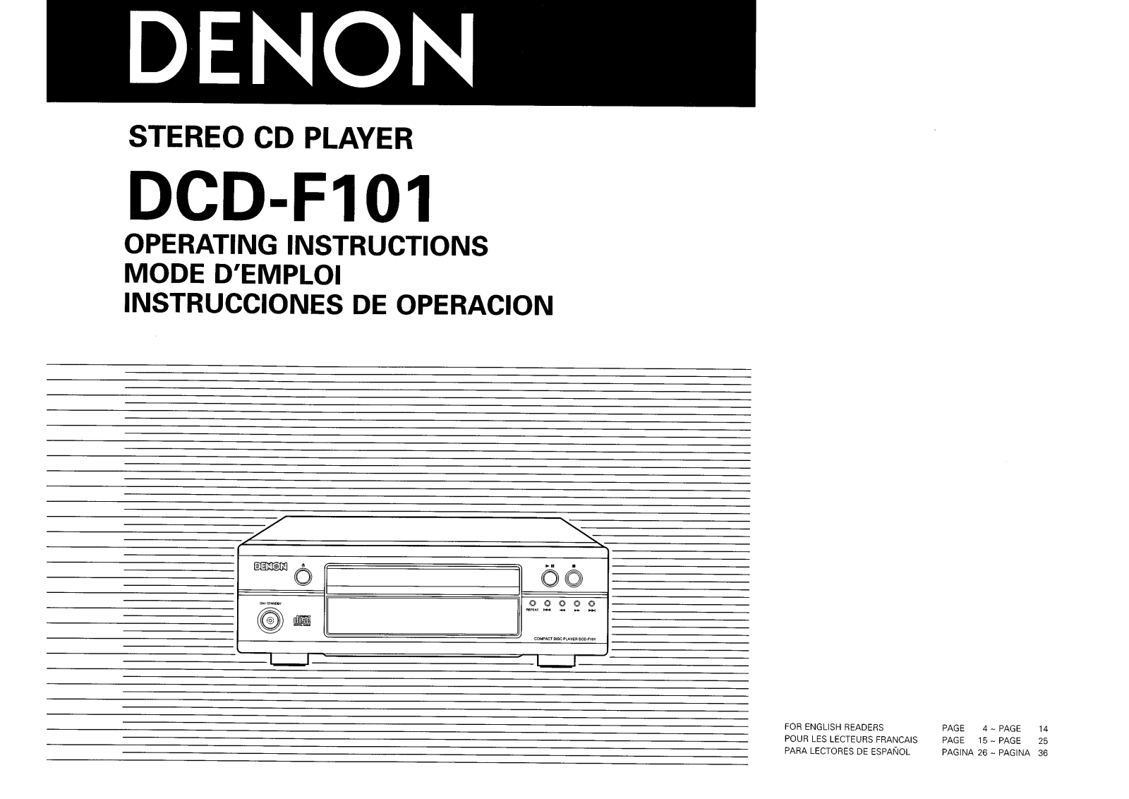 Denon DCD-F101 Owners Manual