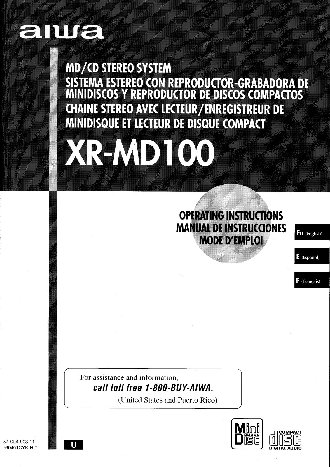 Sony XR-MD100 Operating Manual