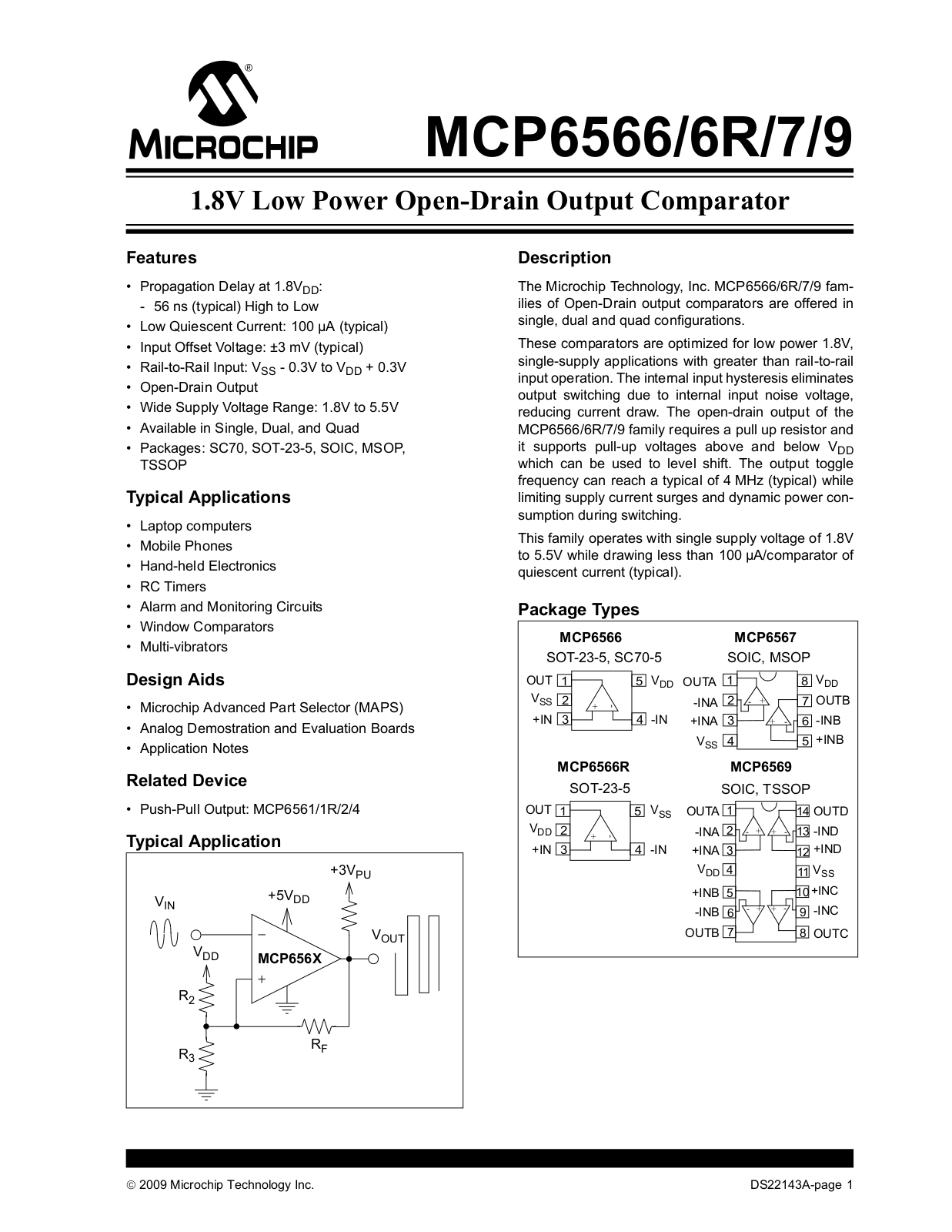 MICROCHIP MCP6566, MCP6566R, MCP6567, MCP6569 Technical data