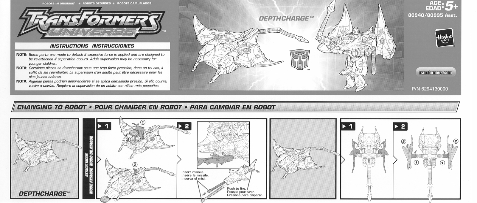 HASBRO Transformers Universe Depthcharge User Manual