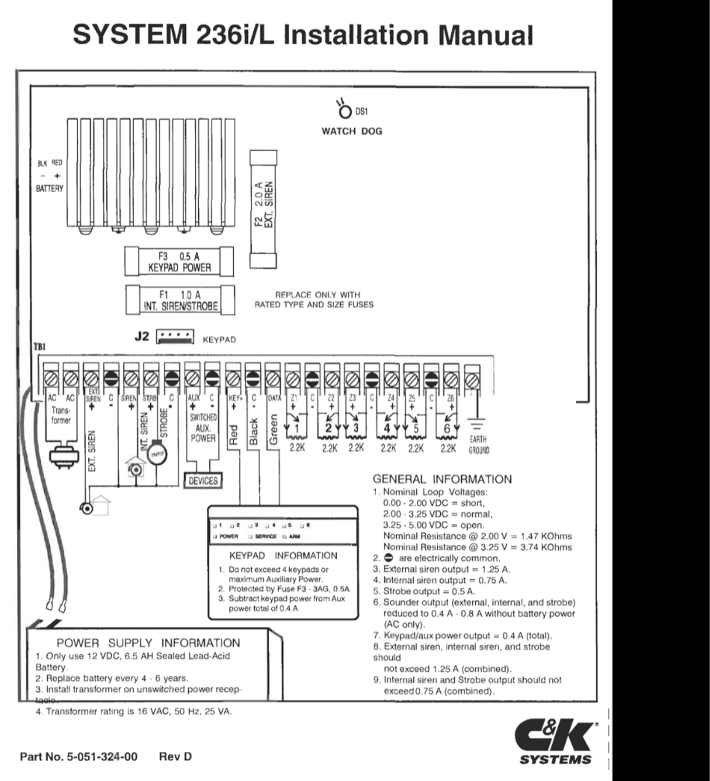 C&K systems 236i-L Installation Manual