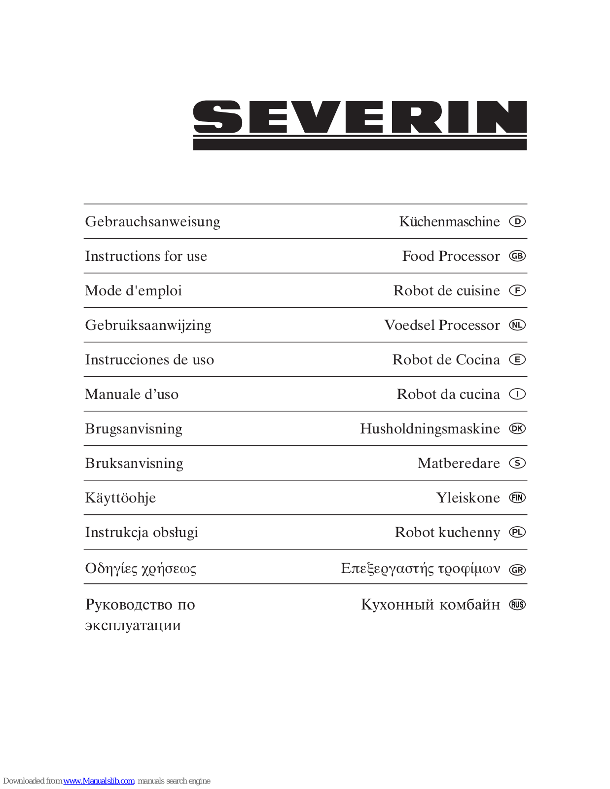 SEVERIN KM 3885,KM 3885 Instructions For Use Manual