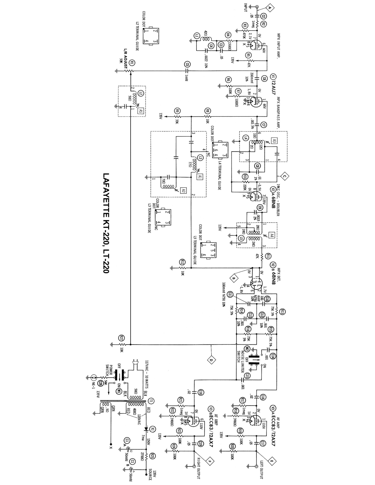 Lafayette LT-220, KT-220 Schematic