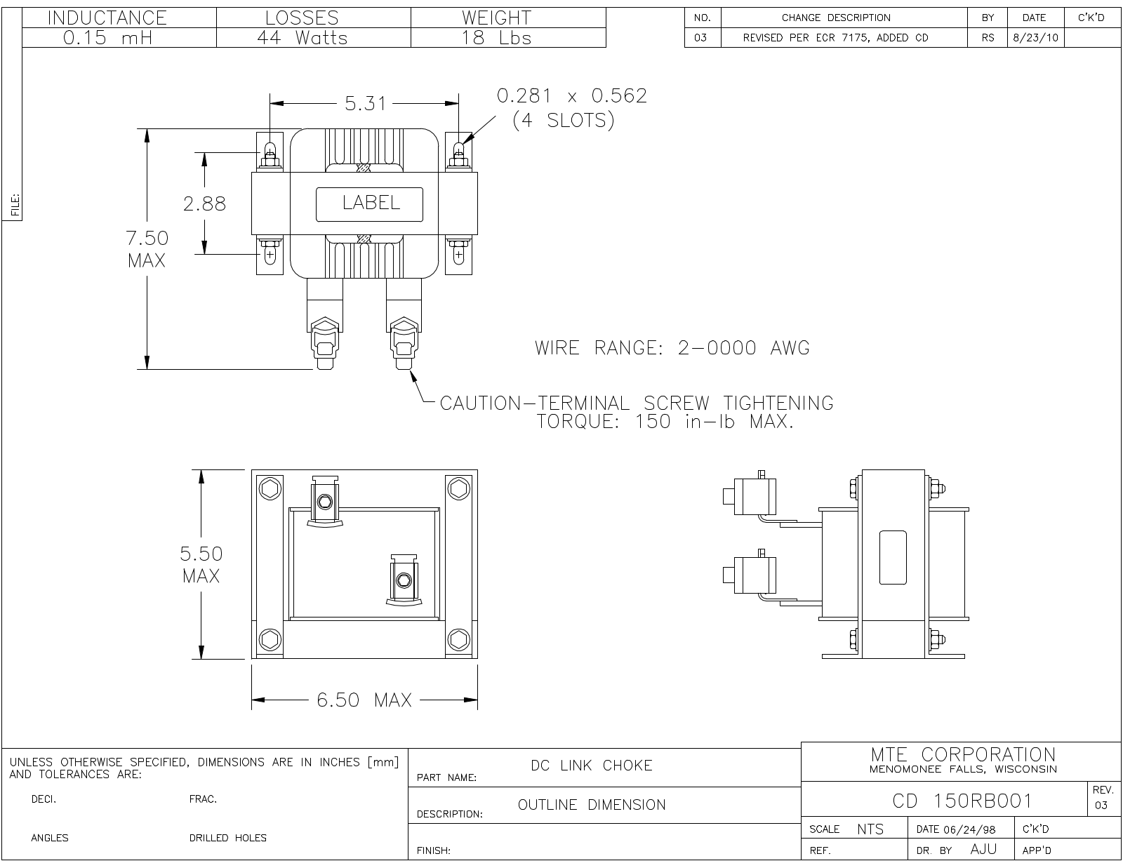 MTE CD 150RB001 CAD Drawings