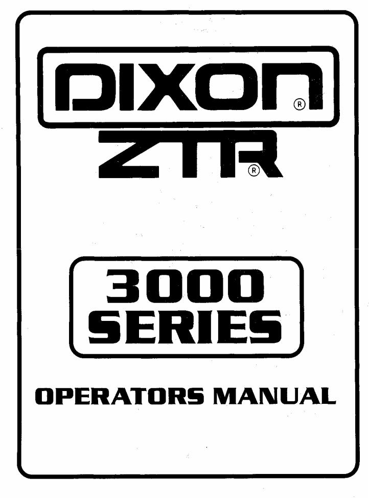 Dixon ZTR 3362 User Manual