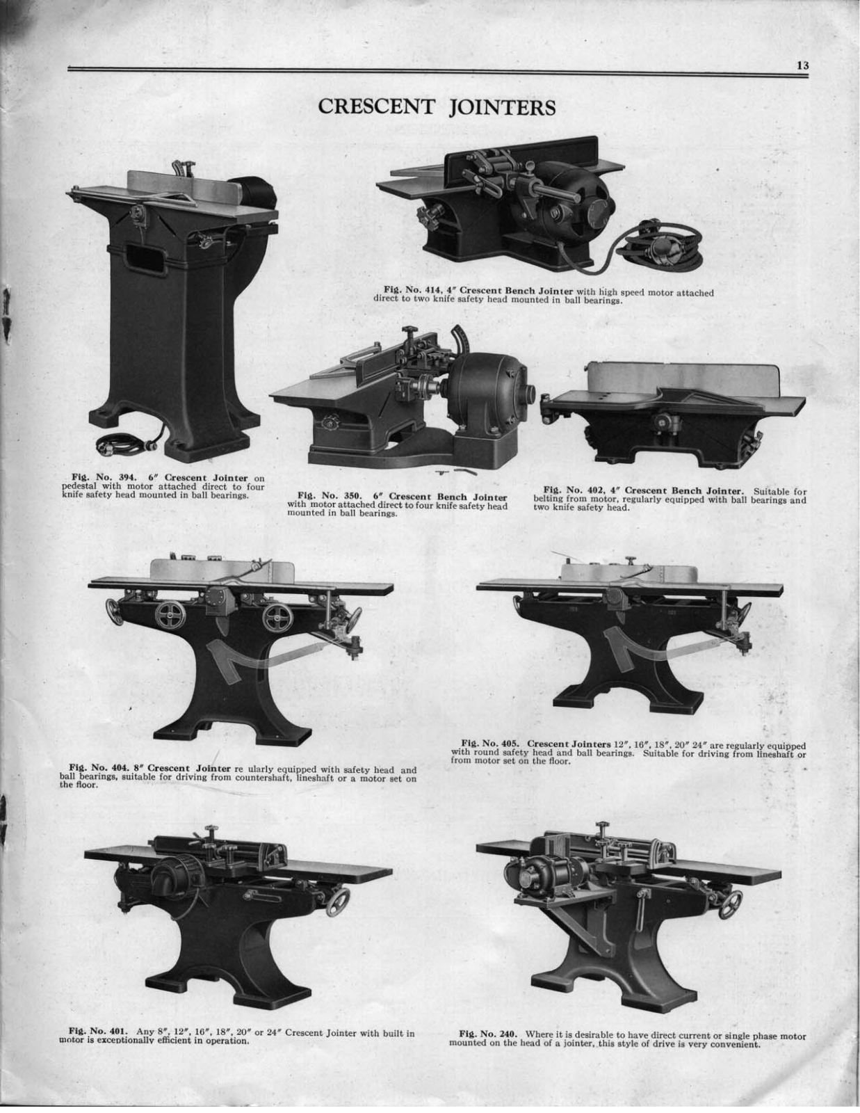 Crescent Machine 1930 - Crescent Jointers Jointers - ManualMachine.com