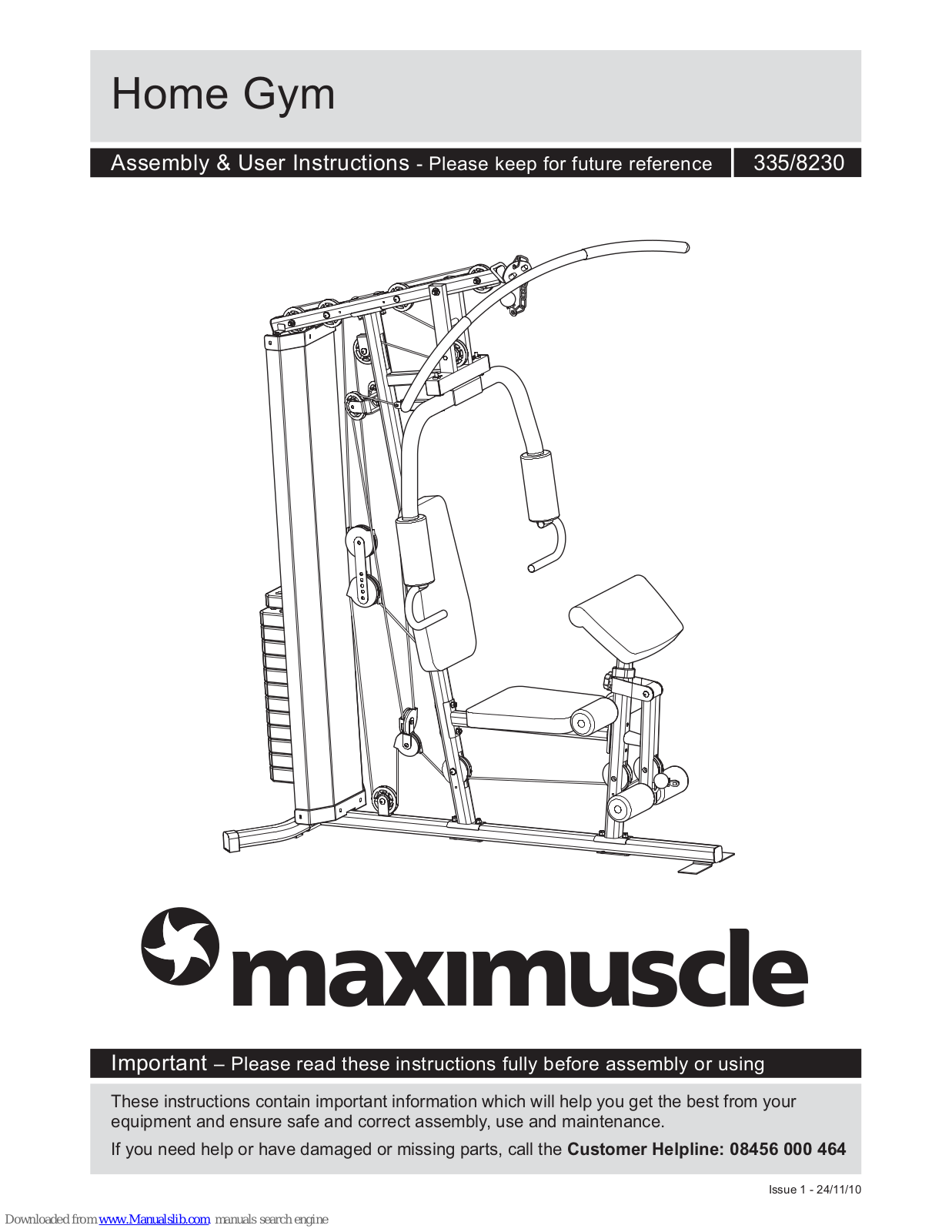 maximuscle 335, 8230, 335/8230 User Manual