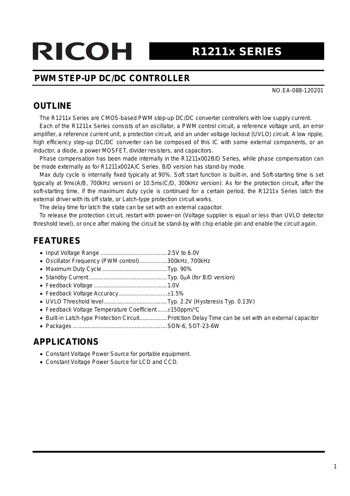 RICOH R1211x Technical data