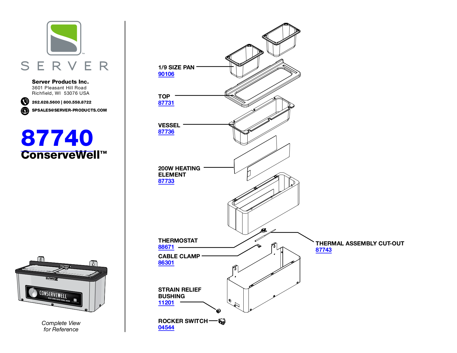 Server 87740 Parts List