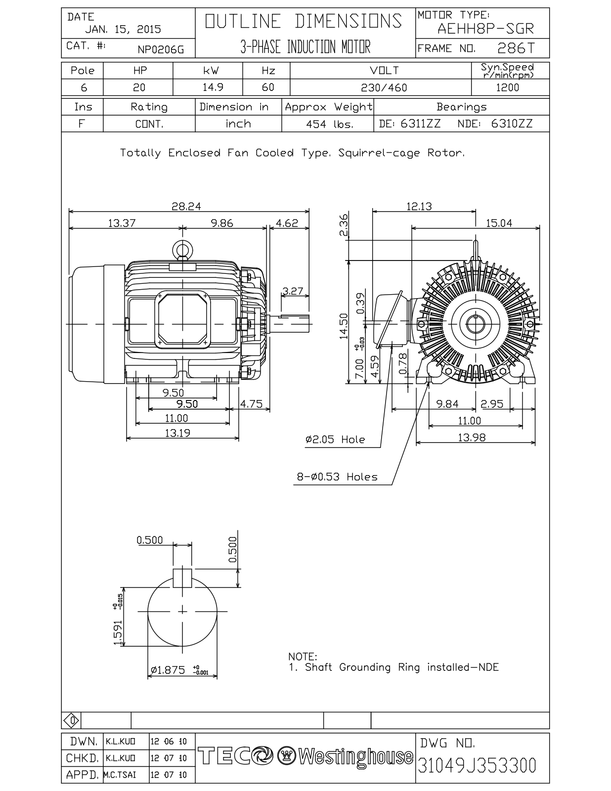 Datasheet NP0206G Reference Drawing (Teco) - ManualMachine.com