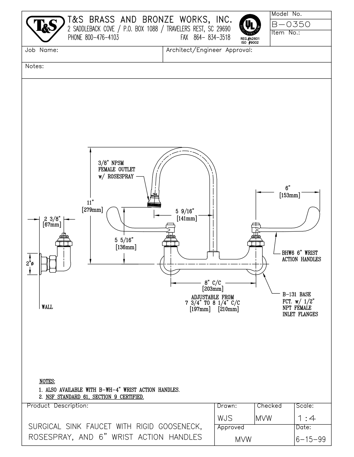 T&S Brass B-0350 User Manual