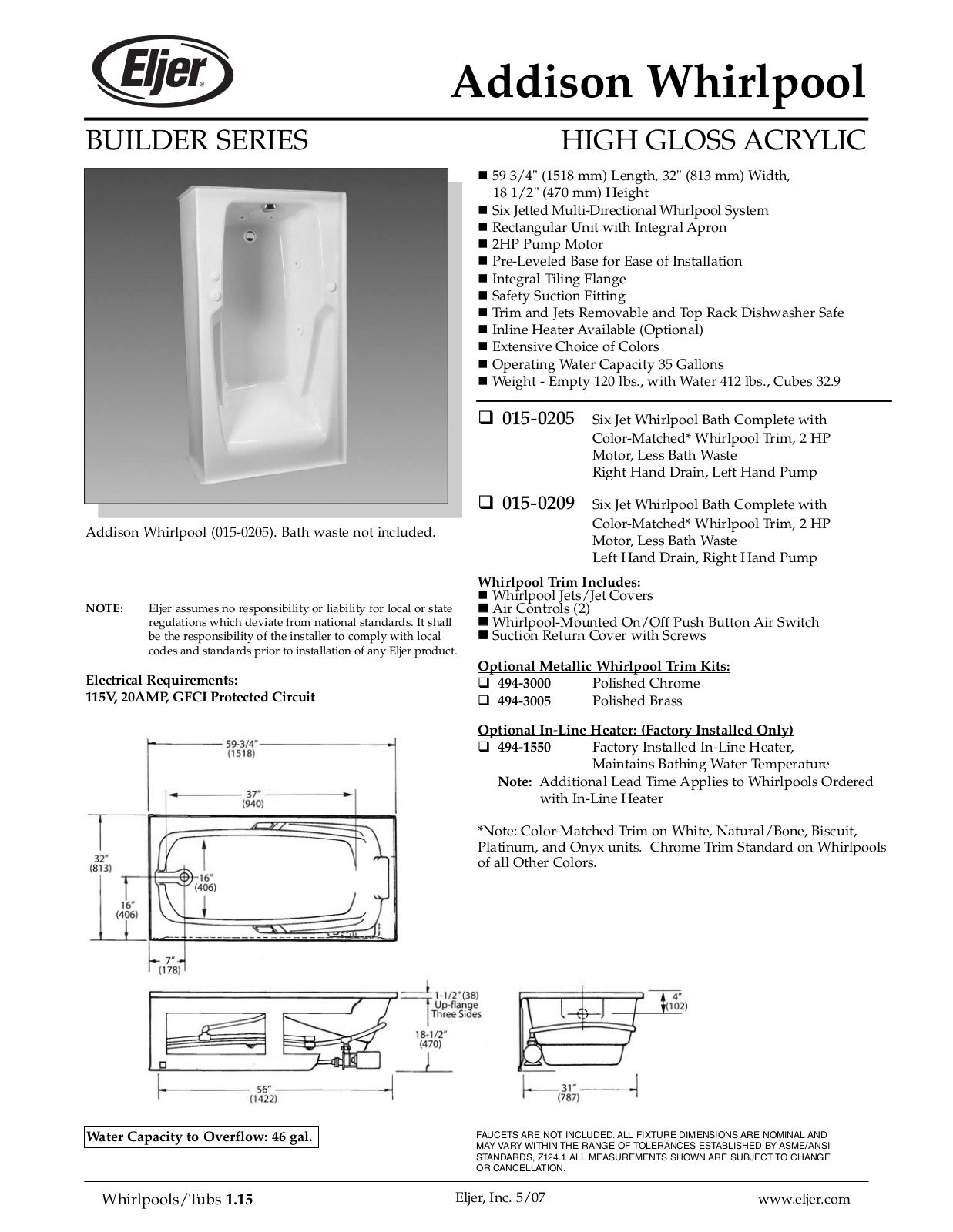 American Standard 015-0205, 015-0209 User Manual