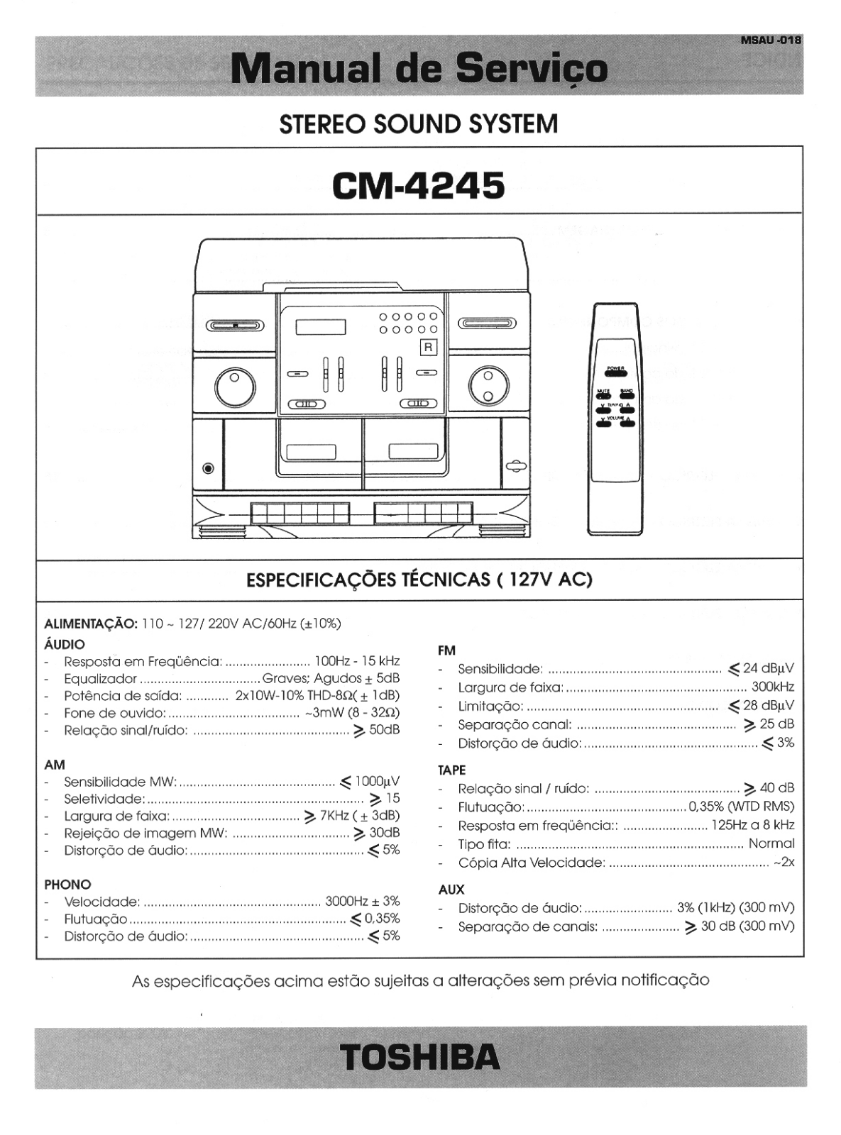 Toshiba CM-4245 Schematic