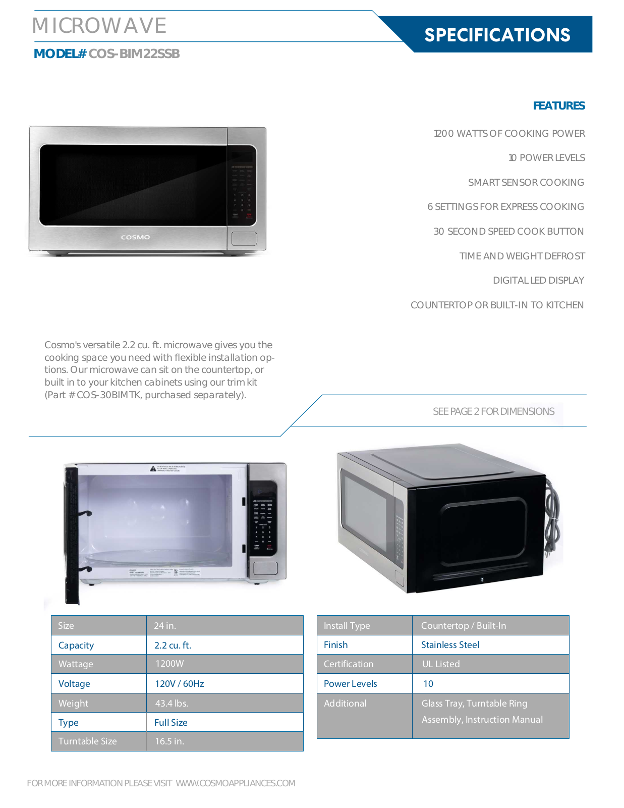 Cosmo DVRD1050 Specifications - ManualMachine.com