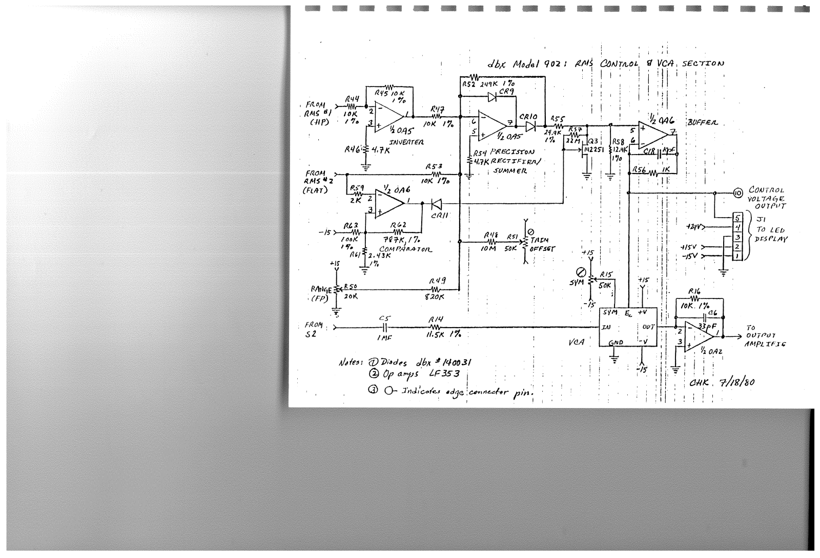 DBX 902 VCA and RMS, 902 Schematic