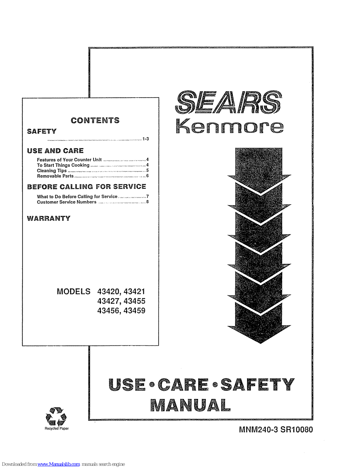 Kenmore 43420, 43421, 43427, 43455, 43456 Use, Care, Safety Manual - ManualMachine.com