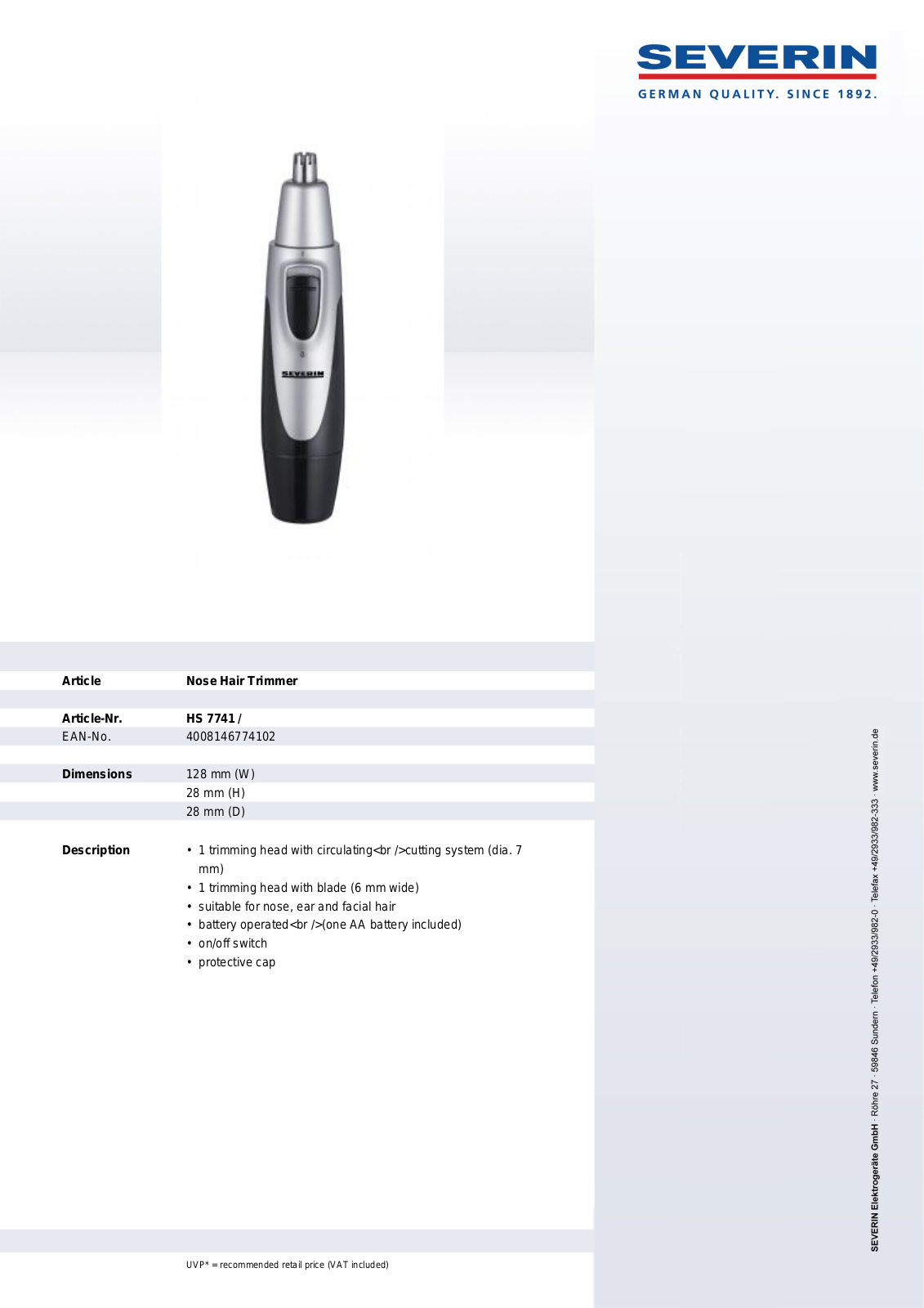 Severin HS 7741 User Manual