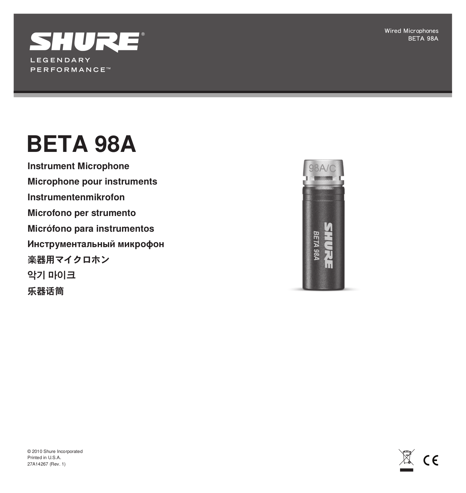 Shure BETA 98AD/C User's Guide