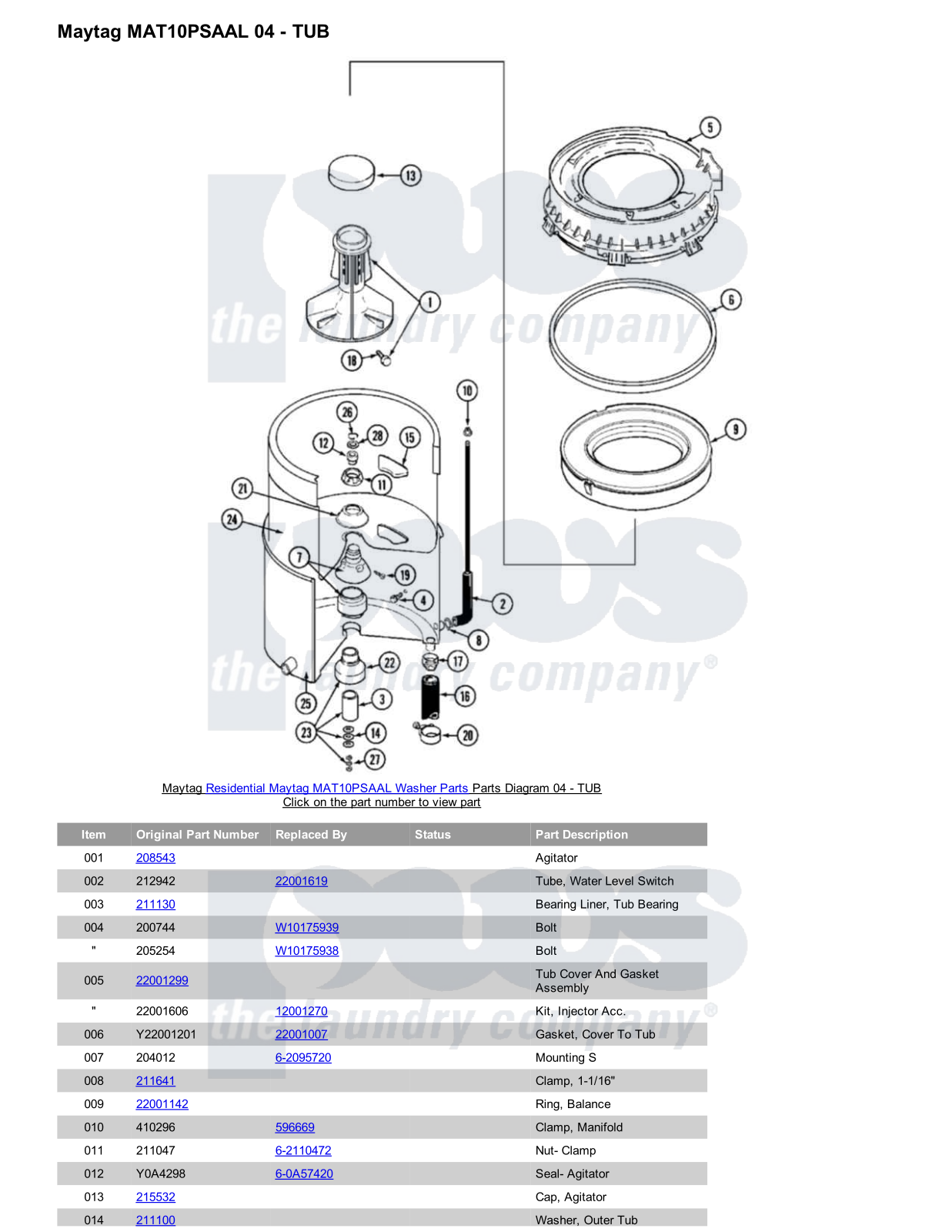 Maytag MAT10PSAAL Parts Diagram