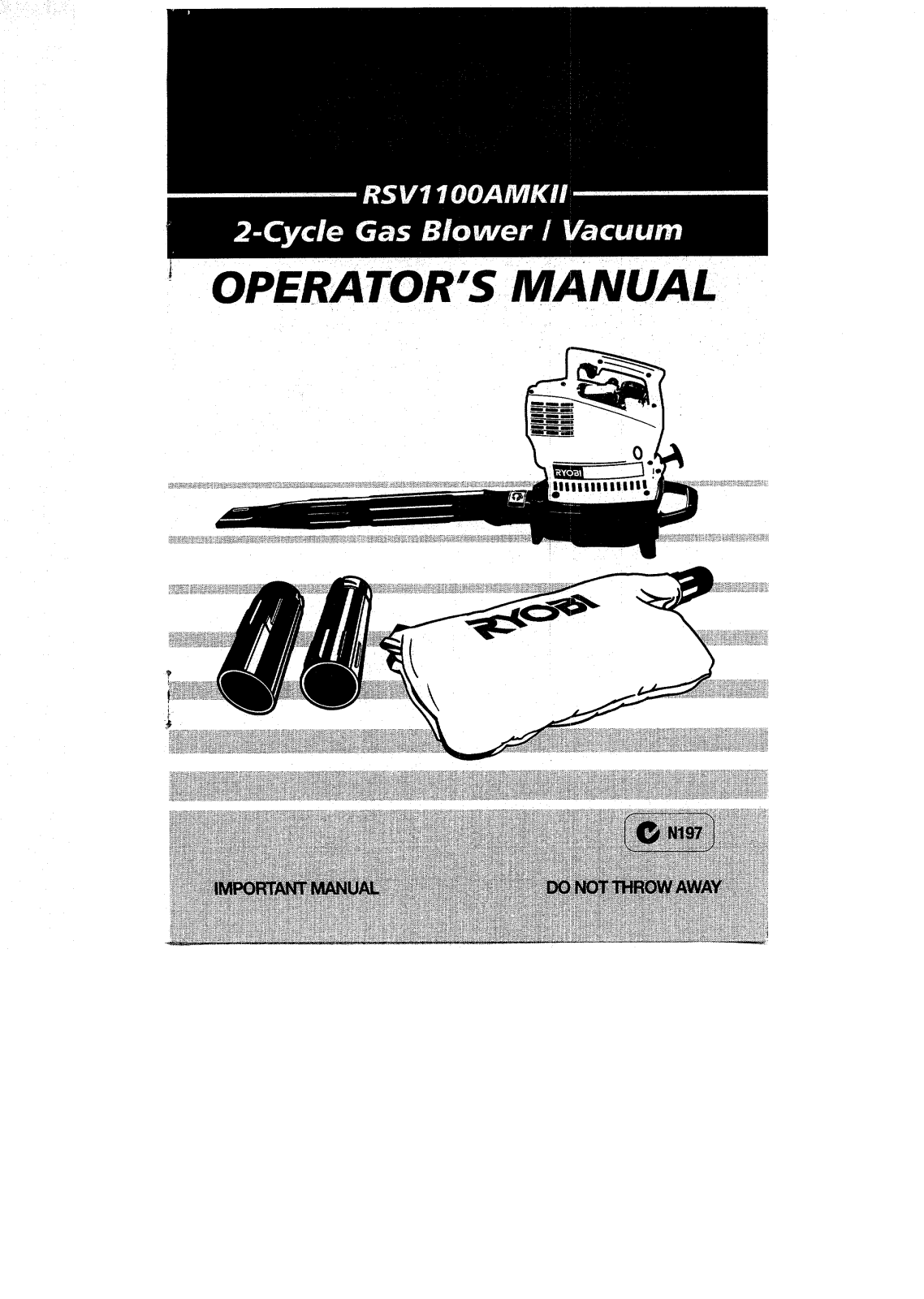 cub cadet RSV1100 AMKII operators Manual