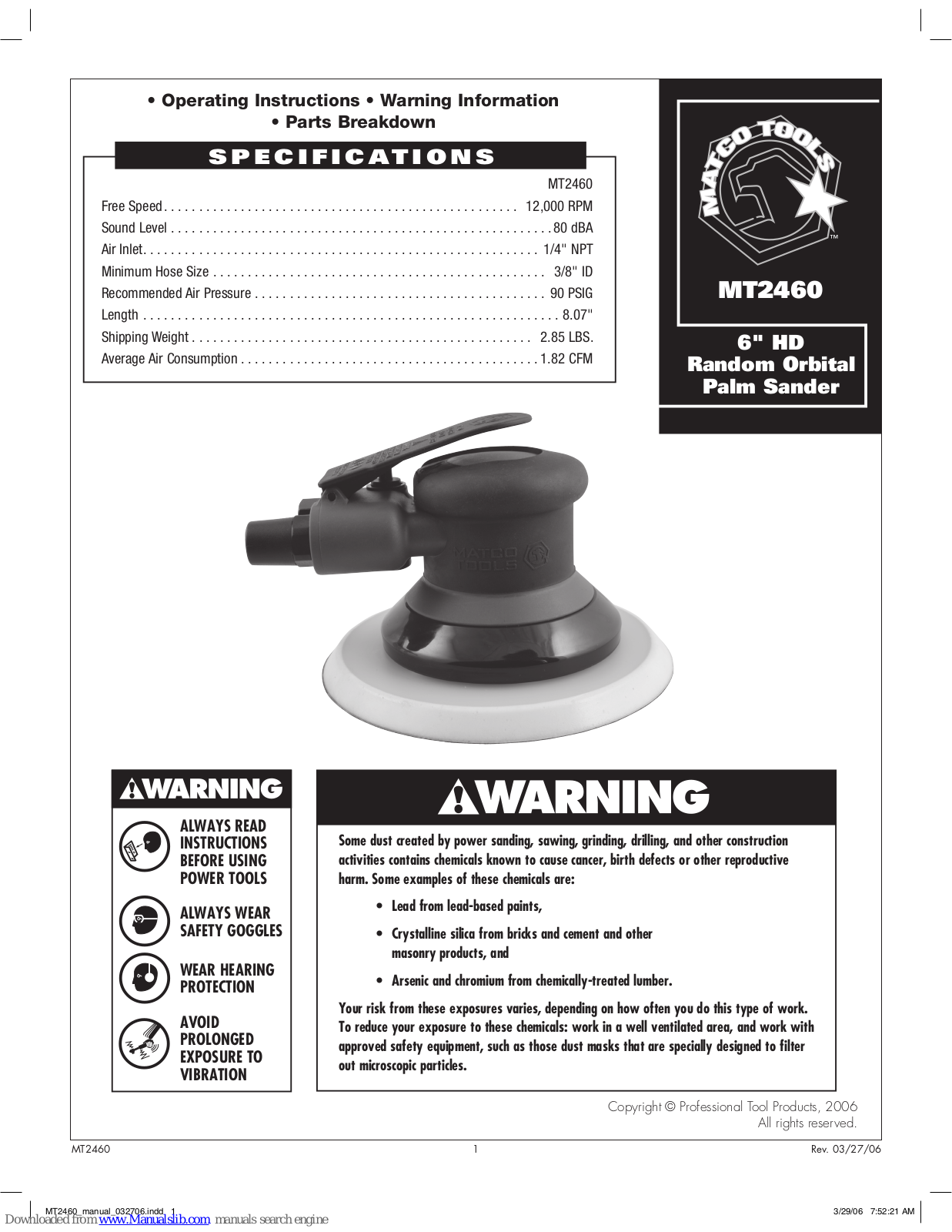 Matco Tools MT2460 Instruction Manual - ManualMachine.com