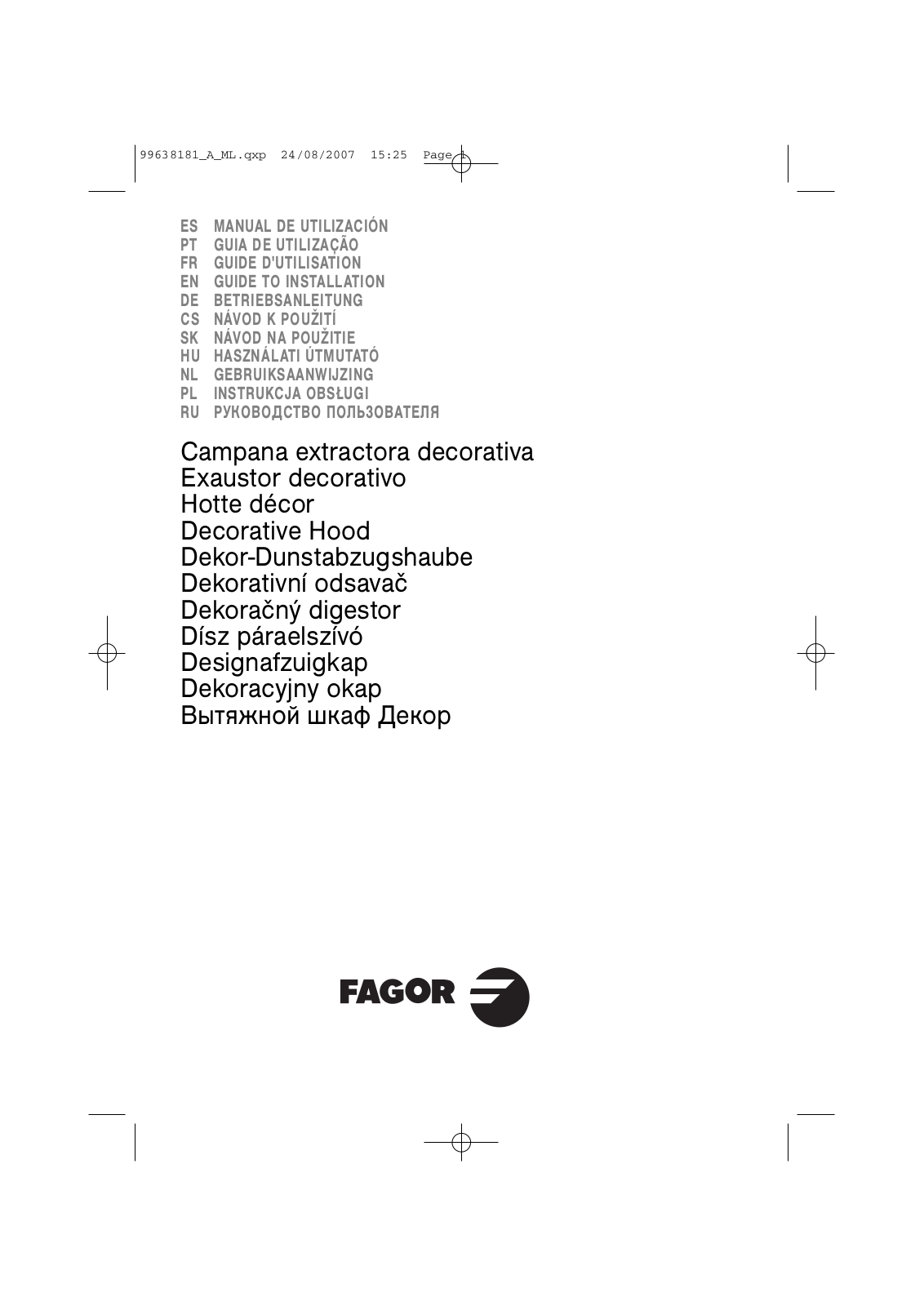 FAGOR CFT-9RV User Manual