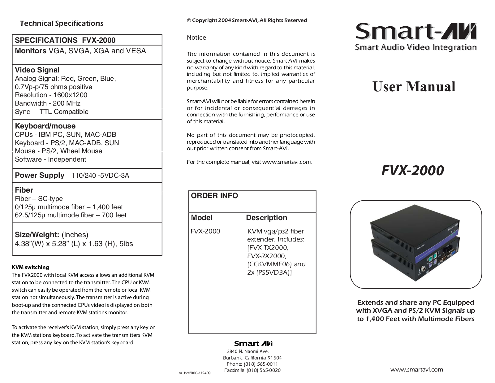 Smart Avi FVX-2000 User Manual