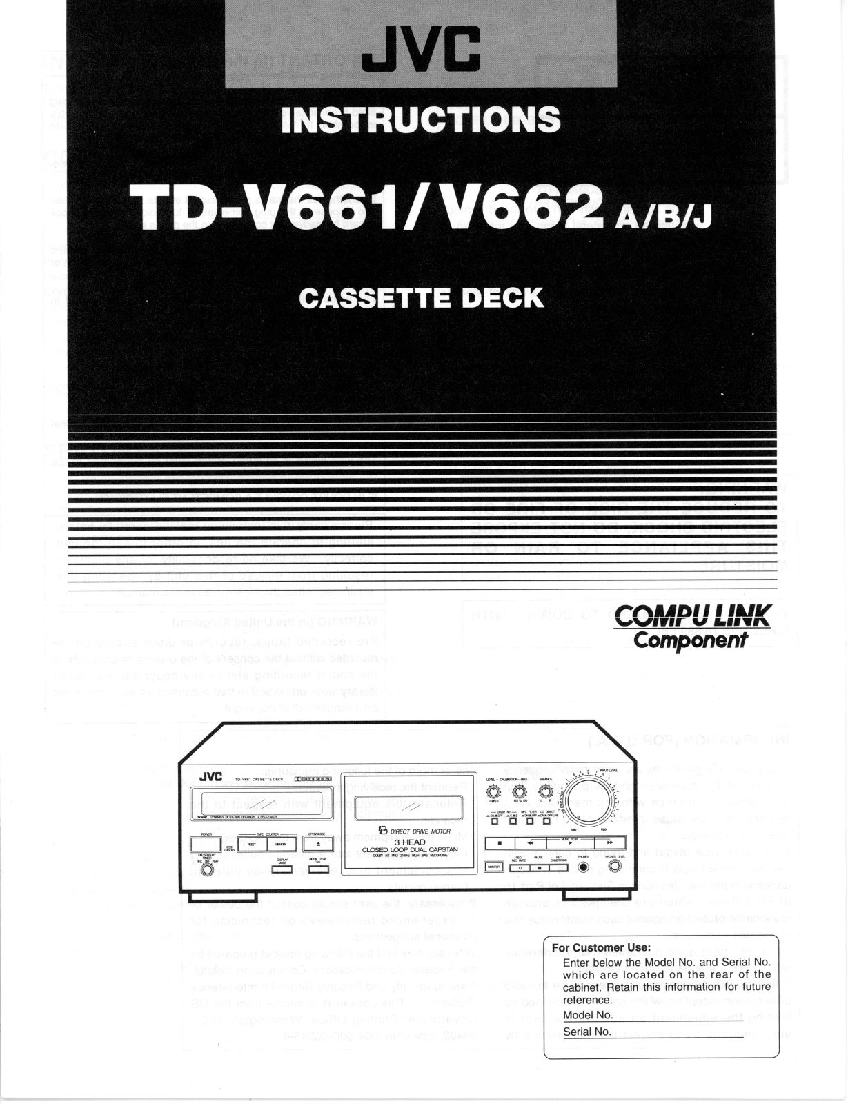 JVC TD-V661, TD-V662 User Manual