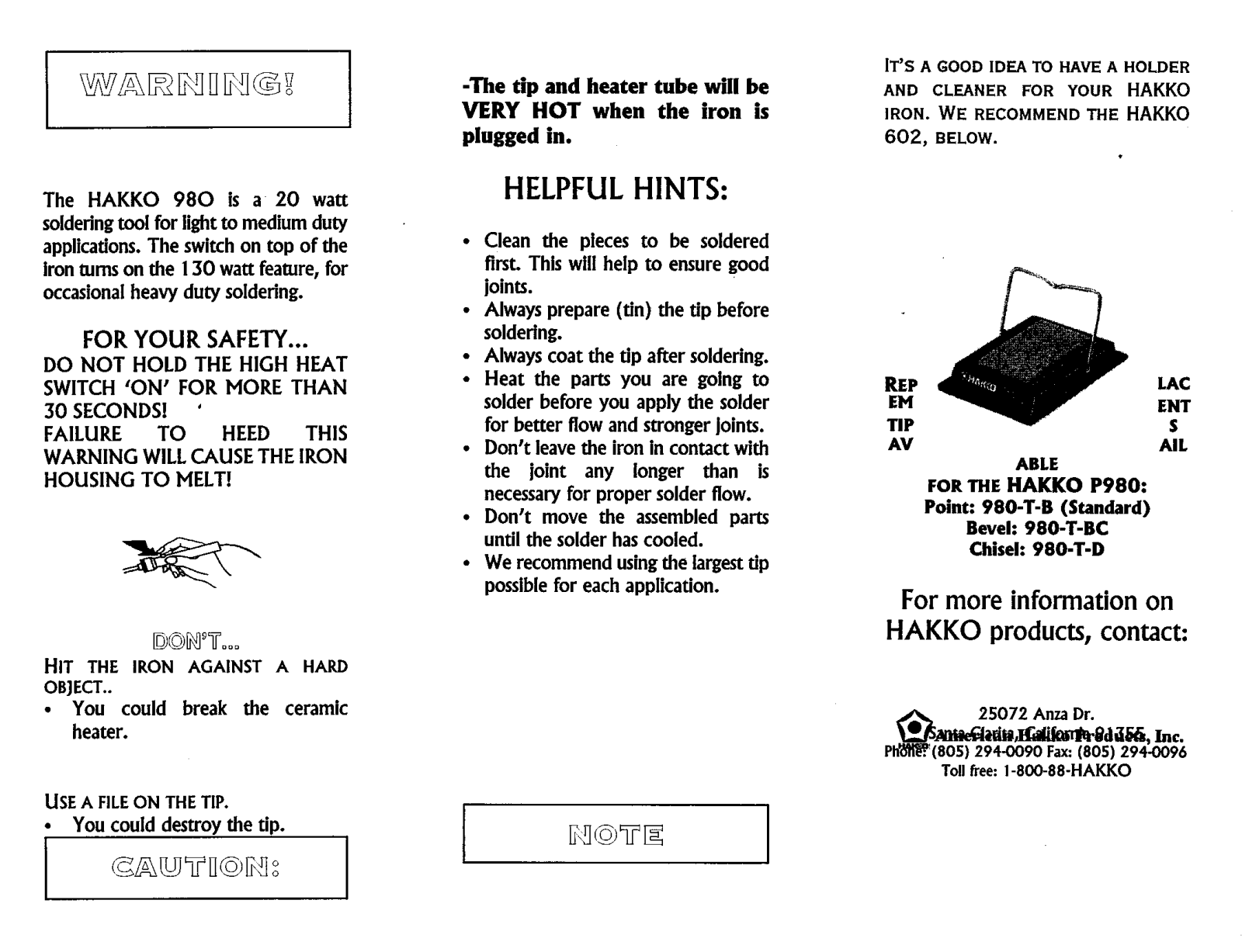 Hakko 980 User Manual