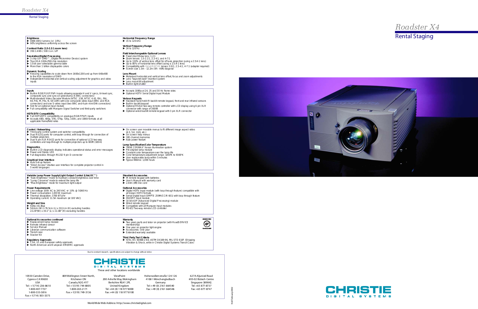 Christie Digital Systems Roadster X4 User Manual